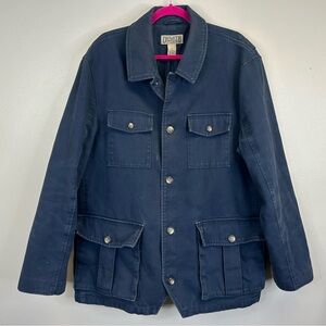 Duluth Trading Co Mens XL Cotton Navy Jacket Utility Barn Chore Work Coat Canvas